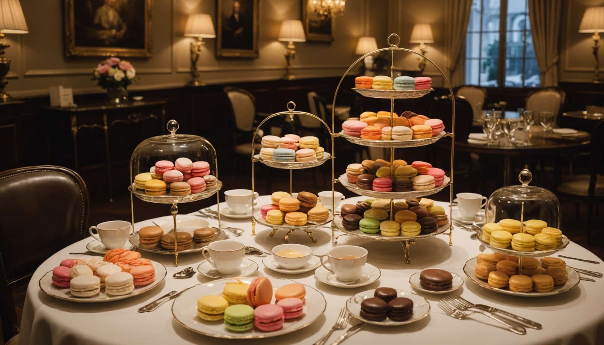 Salon de thé parisien avec desserts raffinés